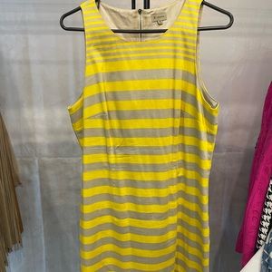 A-line yellow and tan sleeveless dress